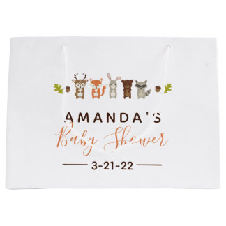 ウッドランドベビーシャワーラー抱き枕 ラージペーパーバッグ