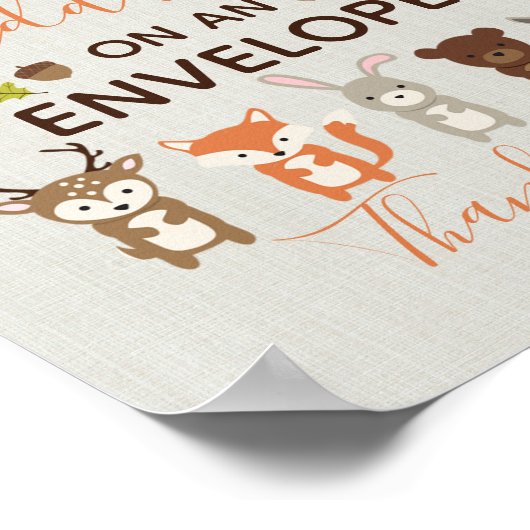 ウッドランドベビーシャワー差出人住所標識 ポスター (角)