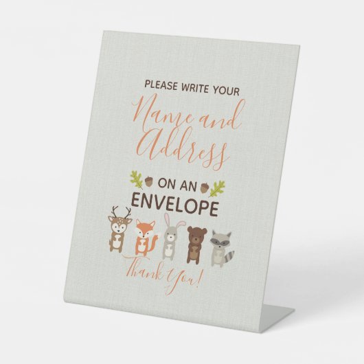 ウッドランドベビーシャワー差出人住所標識 台座サイン (正面)