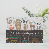 ウッドランドベビーシャワー招待状男の赤ちゃんシャワー 招待状 (スタンド正面)