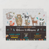 ウッドランドベビーシャワー招待状男の赤ちゃんシャワー 招待状 (正面/裏面)