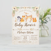 ウッドランドベビーシャワー招待状鹿キツネ動物 招待状 (スタンド正面)