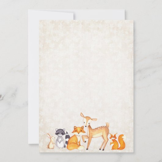 ウッドランドベビーシャワー招待状鹿キツネ動物 招待状 (裏面)