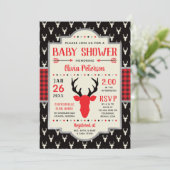 ウッドランドベビーシャワー招待状、バッファロープレイド 招待状 (スタンド正面)