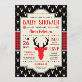 ウッドランドベビーシャワー招待状、バッファロープレイド 招待状