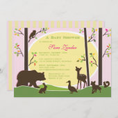 ウッドランドベビーシャワー招待状|少女 招待状 (正面/裏面)
