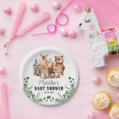 ウッドランドベビーシャワー招待状 |森林動物 ペーパープレート (パーティー)