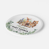 ウッドランドベビーシャワー招待状 |森林動物 ペーパープレート (アングル)