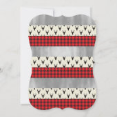 ウッドランドベビーシャワー招待状、赤、黒、格子縞 招待状 (裏面)