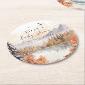 ウッドランドベビーシャワー紙コースター秋フォレスト ラウンドペーパーコースター (アングル)