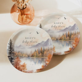 ウッドランドベビーシャワー紙プレート素朴秋ボーイ ペーパープレート