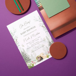 ウッドランドベビーシャワー編集可能招待状 招待状