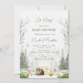 ウッドランドベビーシャワー編集可能招待状 招待状 (正面)