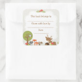 ウッドランドベビーシャワー蔵書票シール灰色 スクエアシール (バッグ)