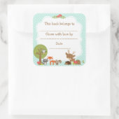 ウッドランドベビーシャワー蔵書票シール青 スクエアシール (バッグ)