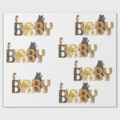 ウッドランドベビーシャワー金ゴールドアニマルプリント ラッピングペーパー (フラット)