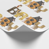 ウッドランドベビーシャワー金ゴールドアニマルプリント ラッピングペーパー (角)