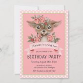 ウッドランドベビーディアピンクガールズバースデーパーティー 招待状 (正面)