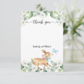 ウッドランドベビーディアー誕生日 |赤ちゃんシャワー サンキューカード (スタンド正面)