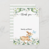 ウッドランドベビーディアー誕生日 |赤ちゃんシャワー サンキューカード (正面/裏面)