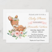 ウッドランドベビーファウンベビーシャワー招待状 招待状 (正面/裏面)