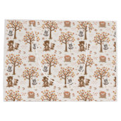 ウッドランドベビーベアーリスアライグマ赤ちゃんシャワー ラージペーパーバッグ (裏面)