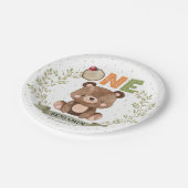 ウッドランドベビーベア第1誕生日紙プレート ペーパープレート (アングル)