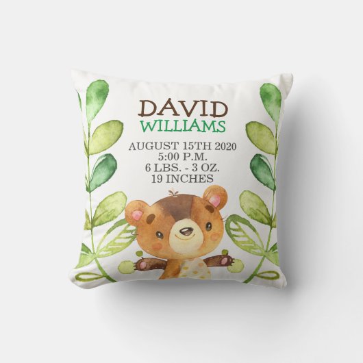ウッドランドベビーベア誕生スタッツフォレストキュート子供部屋 クッション (正面)