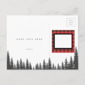 ウッドランドベビーベア | Lumberjack赤素朴ちゃんシャワー インビテーションポストカード (裏面)