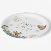 ウッドランドベビーベビーシャワー外は寒い ペーパープレート (アングル)