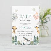 ウッドランドベビーベビーシャワー外は寒い 招待状 (スタンド正面)