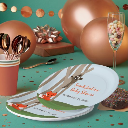 ウッドランドベビーベビーシャワー ペーパープレート (複数)