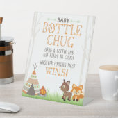 ウッドランドベビーボトルチュグシャワーゲームパーティーサイン 台座サイン (インサイチュ)