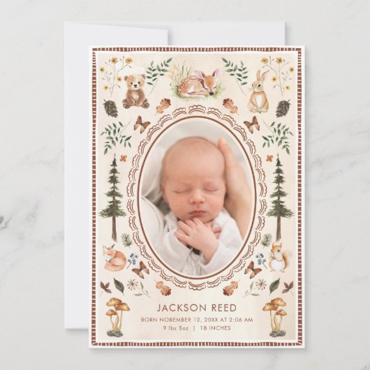 ウッドランドベビー写真誕生のお知らせ 案内状 (正面)