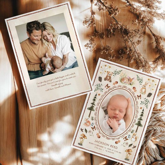 ウッドランドベビー写真誕生のお知らせ 案内状