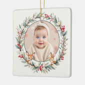 ウッドランドベビー初めてのクリスマスカスタマイズ写真 セラミックオーナメント (左)
