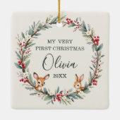 ウッドランドベビー初めてのクリスマスカスタマイズ写真 セラミックオーナメント (裏面)