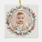 ウッドランドベビー初めてのクリスマスカスタマイズ写真 セラミックオーナメント (正面)
