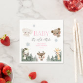 ウッドランドベビー外は冷たい女の子ベビーシャワー スタンダードカクテルナプキン (インサイチュ)