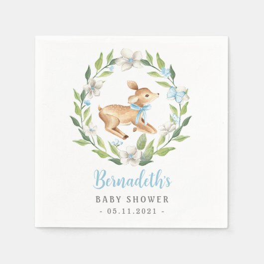 ウッドランドベビー子鹿の赤ちゃんシャワー スタンダードカクテルナプキン (正面)