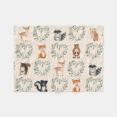 ウッドランドベビー森林動物 フリースブランケット (正面(横))