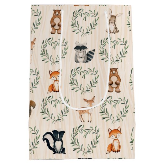 ウッドランドベビー森林動物 ミディアムペーパーバッグ (裏面)