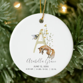 ウッドランドベビー誕生統計フォトモノグラムA セラミックオーナメント