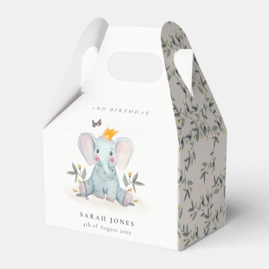 ウッドランドベビー象の葉の任意の年齢誕生日 フェイバーボックス (裏面サイド)
