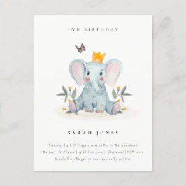 ウッドランドベビー象の葉の任意の年齢誕生日 ポストカード