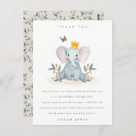 ウッドランドベビー象の葉の任意の年齢誕生日 ポストカード