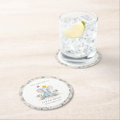 ウッドランドベビー象の葉の任意の年齢誕生日 ラウンドペーパーコースター (インサイチュ)