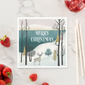 ウッドランドホリデイ | 雪の多いクリスマスフォレストパーティー スタンダードランチョンナプキン (インサイチュ)