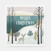 ウッドランドホリデイ | 雪の多いクリスマスフォレストパーティー スタンダードランチョンナプキン (正面)