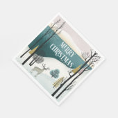 ウッドランドホリデイ | 雪の多いクリスマスフォレストパーティー スタンダードランチョンナプキン (角)